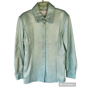 St. John Sport Light Green Leather Jacket M
